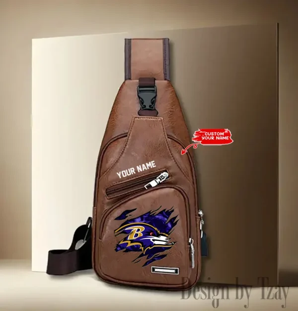 Baltimore Ravens NFL Leather Sling Bag SPTLTSLINGBAG103 - Image 3