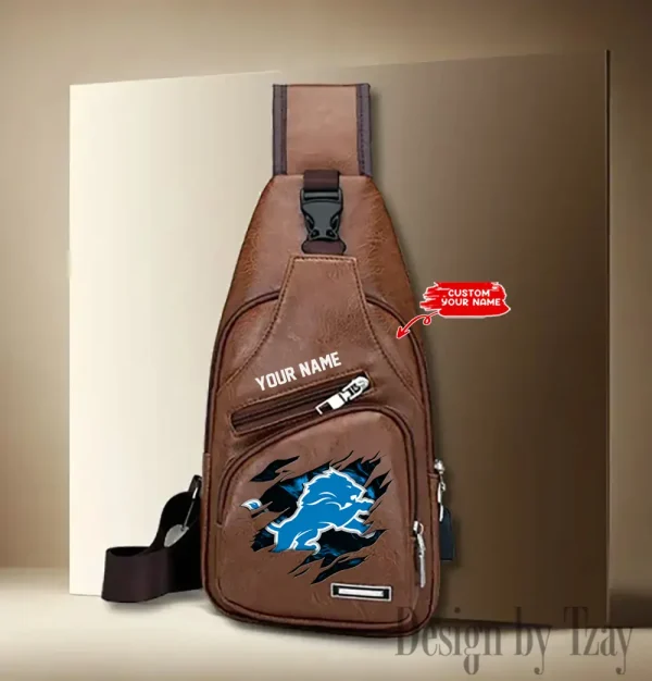 Detroit Lions NFL Leather Sling Bag SPTLTSLINGBAG111 - Image 3