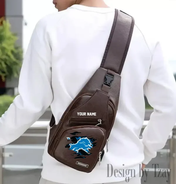 Detroit Lions NFL Leather Sling Bag SPTLTSLINGBAG111 - Image 4