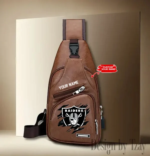 Las Vegas Raiders NFL Leather Sling Bag SPTLTSLINGBAG117