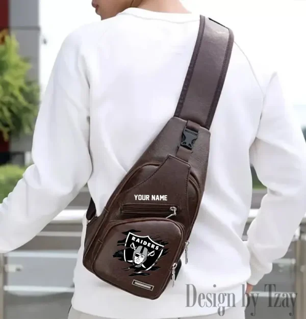 Las Vegas Raiders NFL Leather Sling Bag SPTLTSLINGBAG117 - Image 2