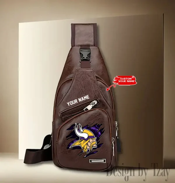 Minnesota Vikings NFL Leather Sling Bag SPTLTSLINGBAG121 - Image 2