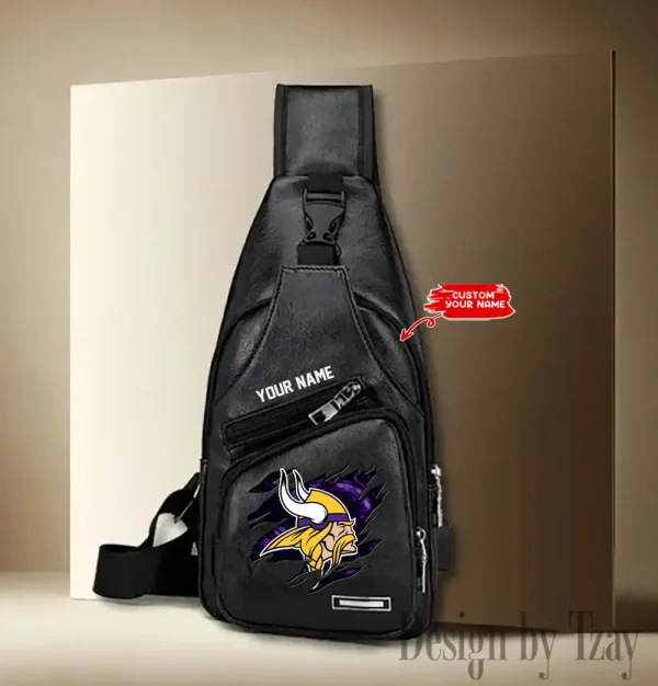 Minnesota Vikings NFL Leather Sling Bag SPTLTSLINGBAG121 - Image 3