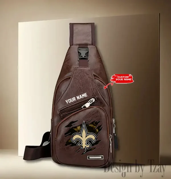 New Orleans Saints NFL Leather Sling Bag SPTLTSLINGBAG123 - Image 2