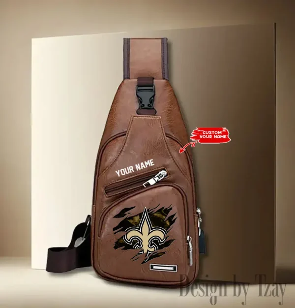 New Orleans Saints NFL Leather Sling Bag SPTLTSLINGBAG123 - Image 4