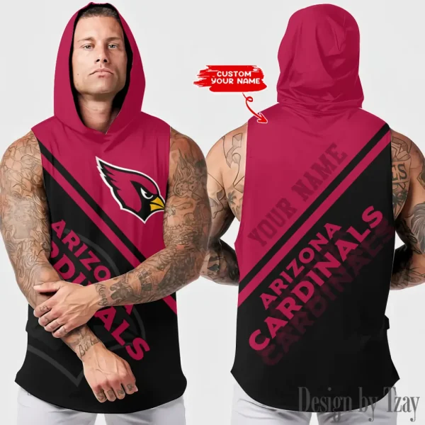Arizona Cardinals Men Workout Hooded Tank Top AZHTT172