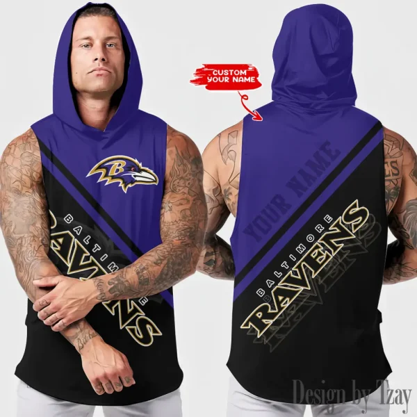 Baltimore Ravens Men Workout Hooded Tank Top AZHTT174