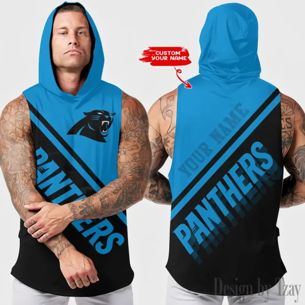 Carolina Panthers Men Workout Hooded Tank Top AZHTT176