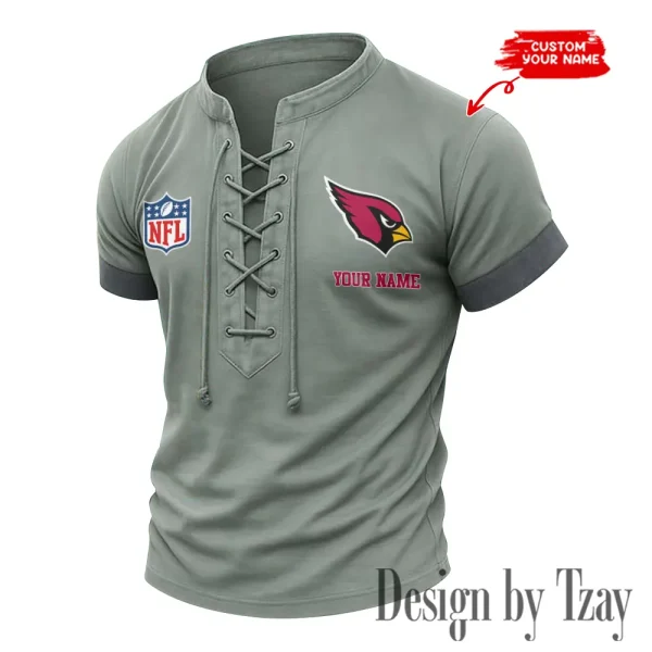 Arizona Cardinals Men Casual Lace-up Short Sleeve T-shirt New Design 2025 SPTMLUSTS001 - Image 2