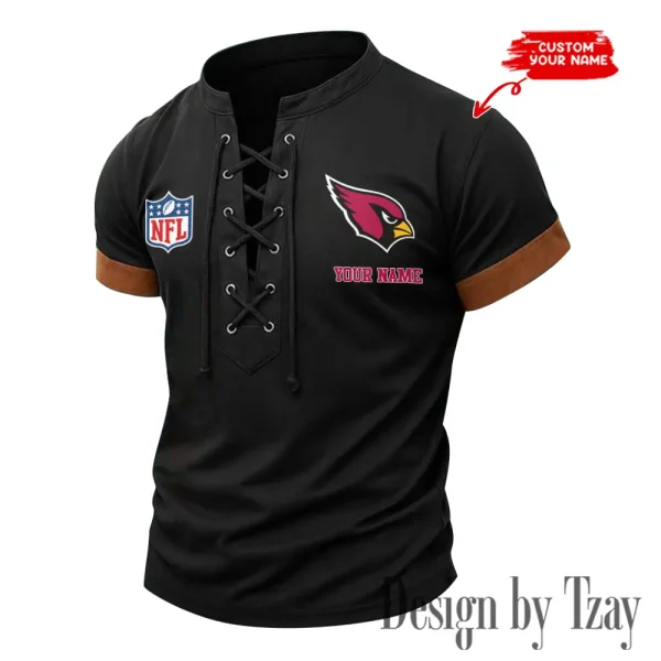 Arizona Cardinals Men Casual Lace-up Short Sleeve T-shirt New Design 2025 SPTMLUSTS001 - Image 3