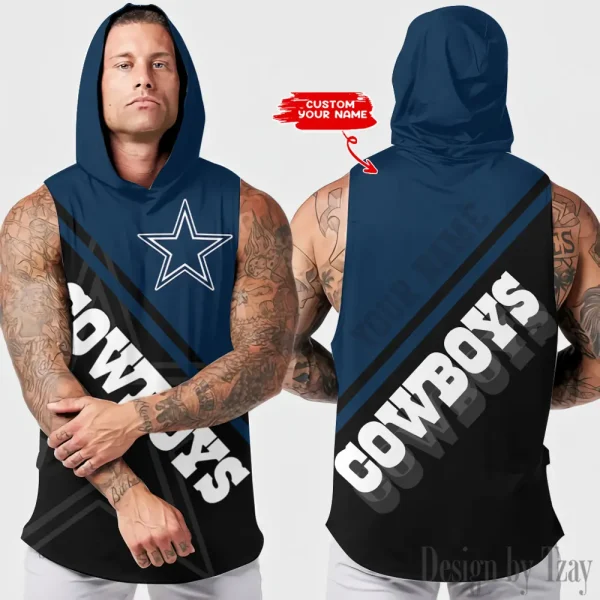 Dallas Cowboys Men Workout Hooded Tank Top AZHTT180