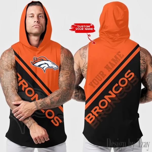 Denver Broncos Men Workout Hooded Tank Top AZHTT181