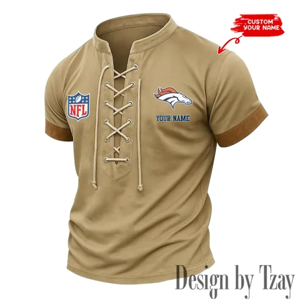 Denver Broncos Men Casual Lace-up Short Sleeve T-shirt New Design 2025 SPTMLUSTS010 - Image 2