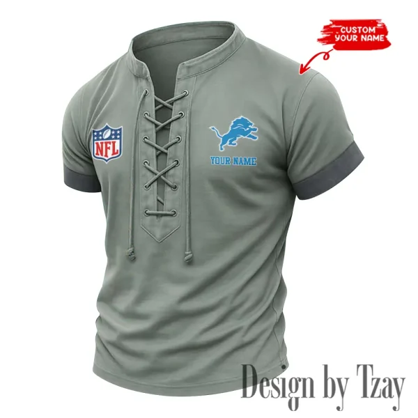 Detroit Lions Men Casual Lace-up Short Sleeve T-shirt New Design 2025 SPTMLUSTS011