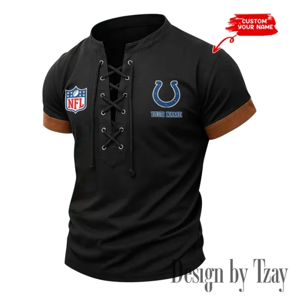 Indianapolis Colts Men Casual Lace-up Short Sleeve T-shirt New Design 2025 SPTMLUSTS014 - Image 2