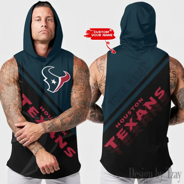 Houston Texans Men Workout Hooded Tank Top AZHTT184