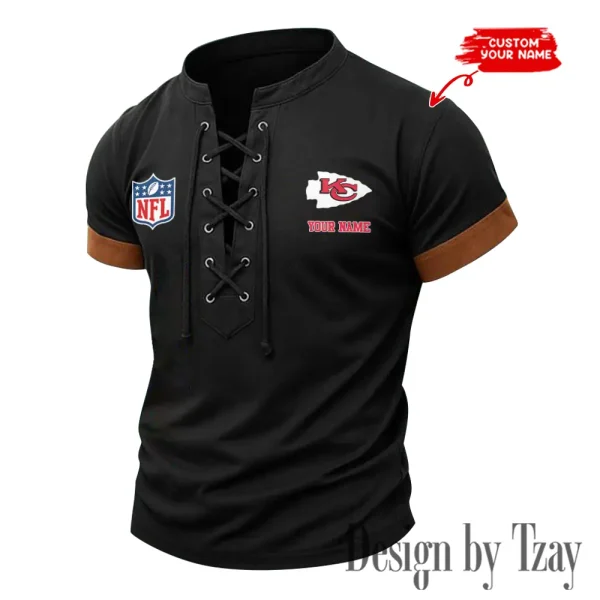 Kansas City Chiefs Men Casual Lace-up Short Sleeve T-shirt New Design 2025 SPTMLUSTS016 - Image 3