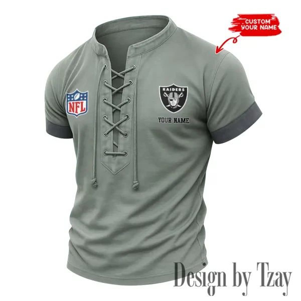 Las Vegas Raiders Men Casual Lace-up Short Sleeve T-shirt New Design 2025 SPTMLUSTS017 - Image 2