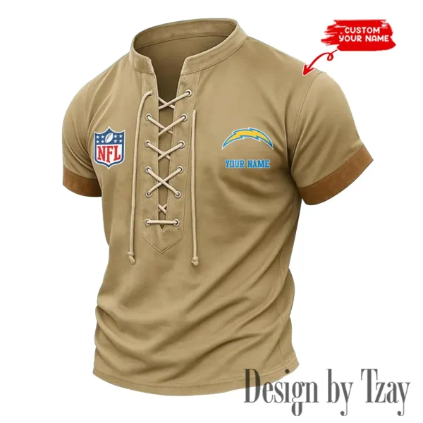 Los Angeles Chargers Men Casual Lace-up Short Sleeve T-shirt New Design 2025 SPTMLUSTS018