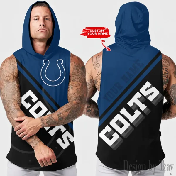Indianapolis Colts Men Workout Hooded Tank Top AZHTT185