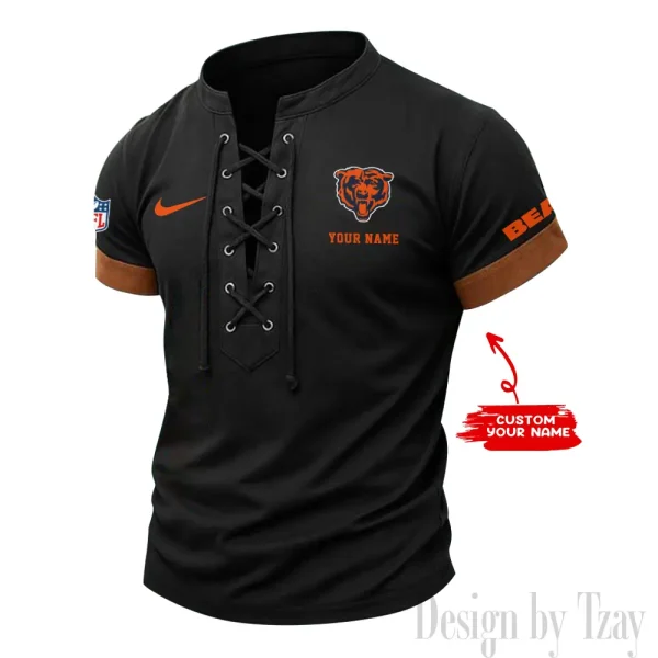 Chicago Bears Men Casual Lace-up Short Sleeve T-shirt New Design 2025 SPTMLUSTS038