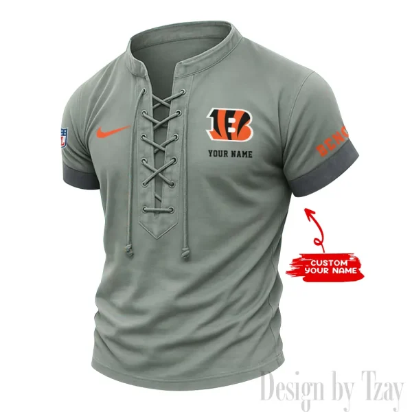 Cincinnati Bengals Men Casual Lace-up Short Sleeve T-shirt New Design 2025 SPTMLUSTS039 - Image 3