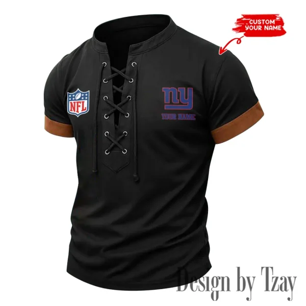 New York Giants Men Casual Lace-up Short Sleeve T-shirt New Design 2025 SPTMLUSTS024 - Image 2