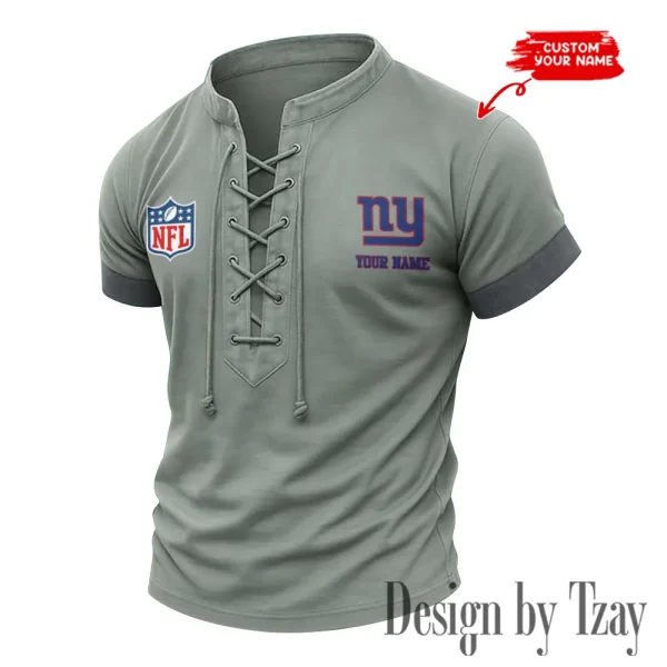 New York Giants Men Casual Lace-up Short Sleeve T-shirt New Design 2025 SPTMLUSTS024
