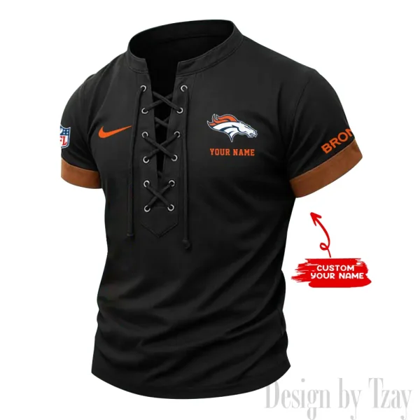 Denver Broncos Men Casual Lace-up Short Sleeve T-shirt New Design 2025 SPTMLUSTS042