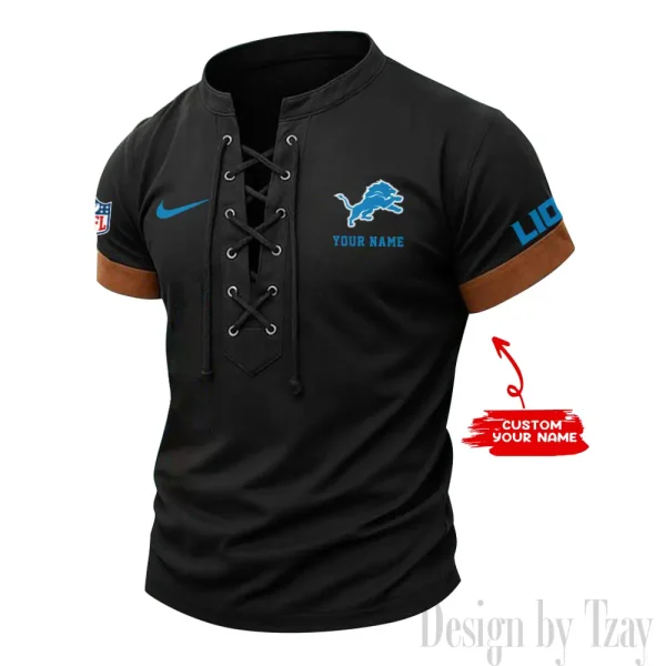 Detroit Lions Men Casual Lace-up Short Sleeve T-shirt New Design 2025 SPTMLUSTS043