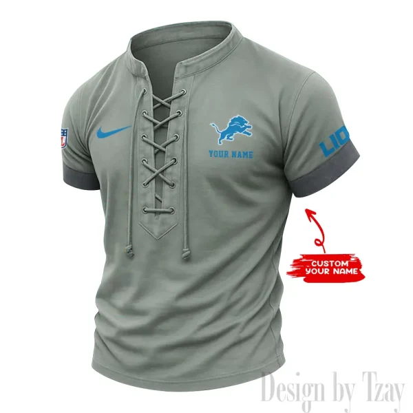 Detroit Lions Men Casual Lace-up Short Sleeve T-shirt New Design 2025 SPTMLUSTS043 - Image 3