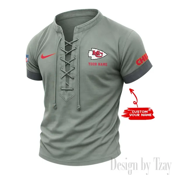 Kansas City Chiefs Men Casual Lace-up Short Sleeve T-shirt New Design 2025 SPTMLUSTS048 - Image 2
