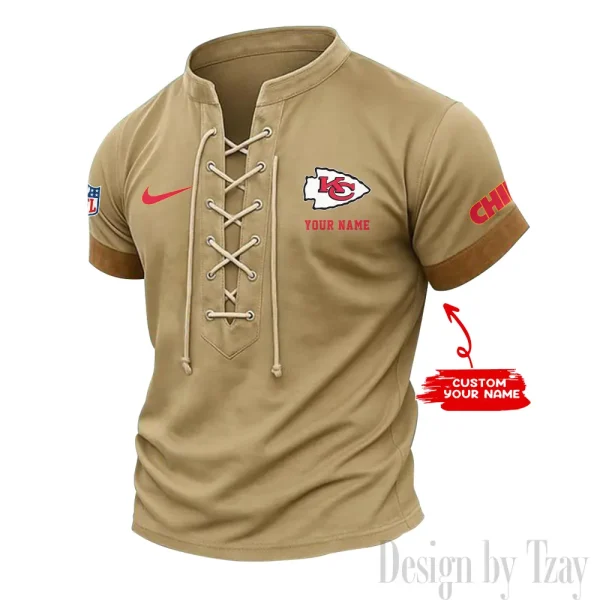 Kansas City Chiefs Men Casual Lace-up Short Sleeve T-shirt New Design 2025 SPTMLUSTS048 - Image 3