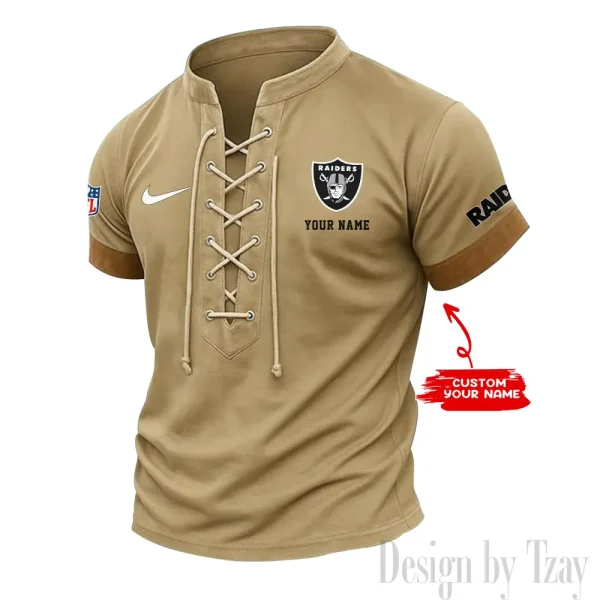 Las Vegas Raiders Men Casual Lace-up Short Sleeve T-shirt New Design 2025 SPTMLUSTS049 - Image 3