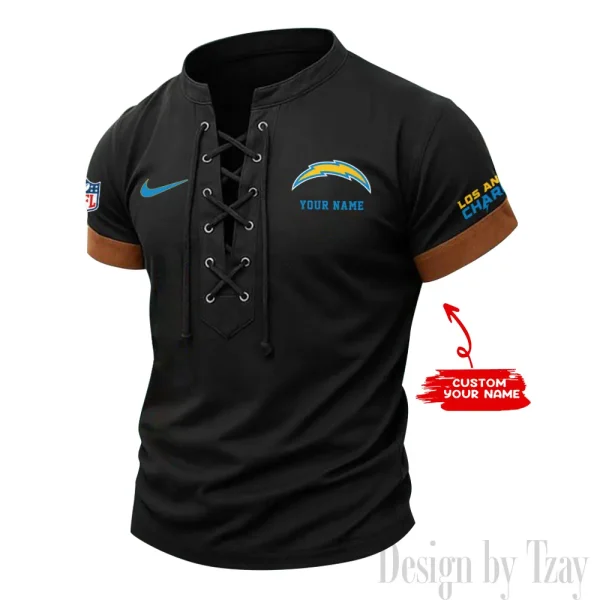 Los Angeles Chargers Men Casual Lace-up Short Sleeve T-shirt New Design 2025 SPTMLUSTS050