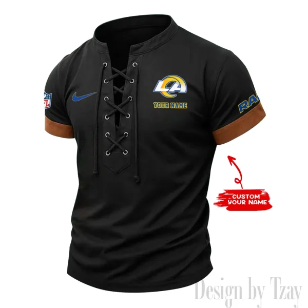 Los Angeles Rams Men Casual Lace-up Short Sleeve T-shirt New Design 2025 SPTMLUSTS051