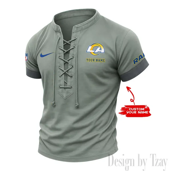 Los Angeles Rams Men Casual Lace-up Short Sleeve T-shirt New Design 2025 SPTMLUSTS051 - Image 3