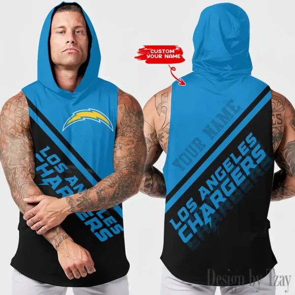 Los Angeles Chargers Men Workout Hooded Tank Top AZHTT189