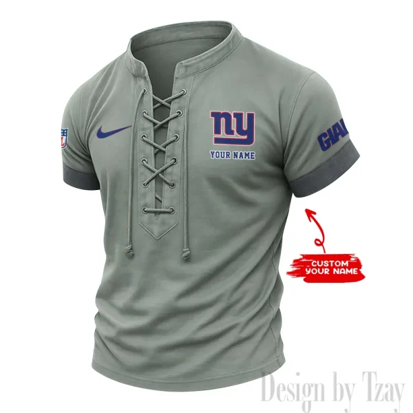 New York Giants Men Casual Lace-up Short Sleeve T-shirt New Design 2025 SPTMLUSTS056 - Image 2