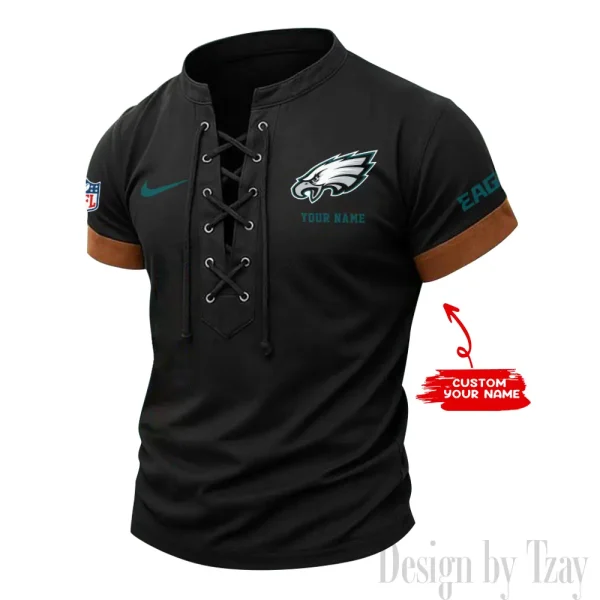 Philadelphia Eagles Men Casual Lace-up Short Sleeve T-shirt New Design 2025 SPTMLUSTS058 - Image 2