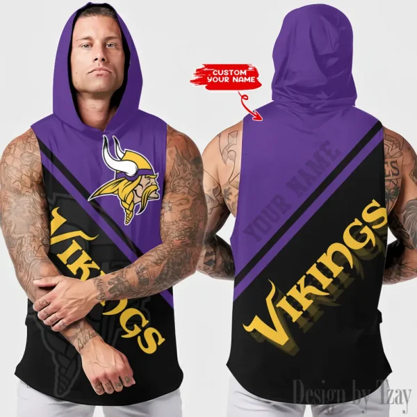 Minnesota Vikings Men Workout Hooded Tank Top AZHTT192