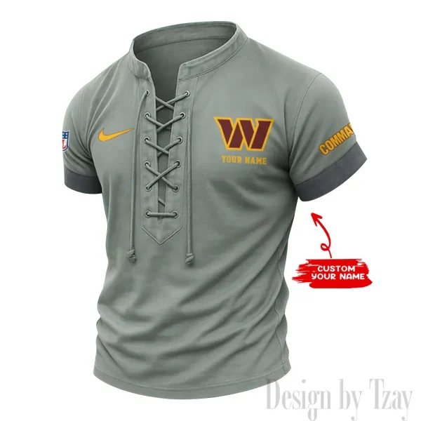 Washington Commanders Men Casual Lace-up Short Sleeve T-shirt New Design 2025 SPTMLUSTS062