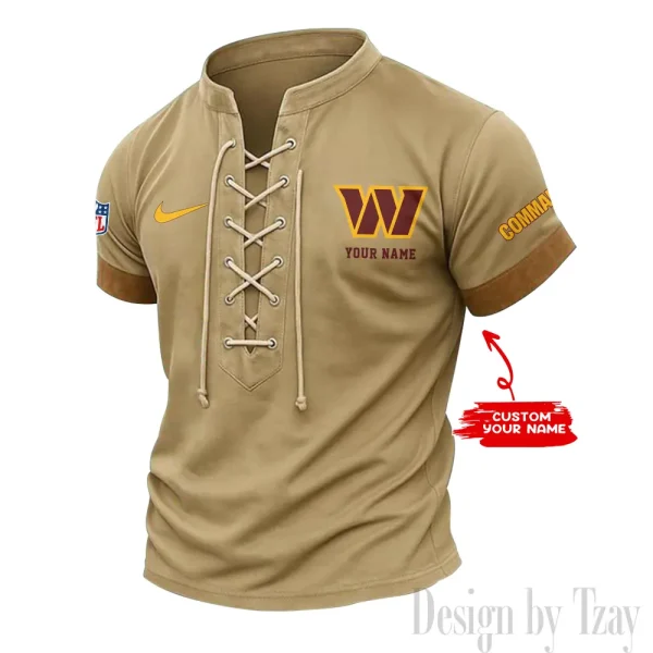 Washington Commanders Men Casual Lace-up Short Sleeve T-shirt New Design 2025 SPTMLUSTS062 - Image 3