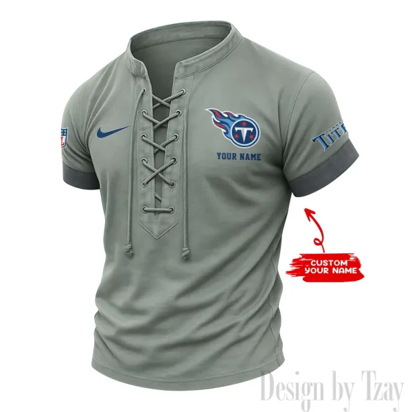 Tennessee Titans Men Casual Lace-up Short Sleeve T-shirt New Design 2025 SPTMLUSTS063