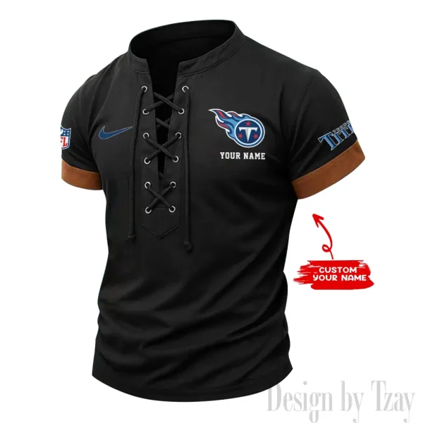 Tennessee Titans Men Casual Lace-up Short Sleeve T-shirt New Design 2025 SPTMLUSTS063 - Image 2