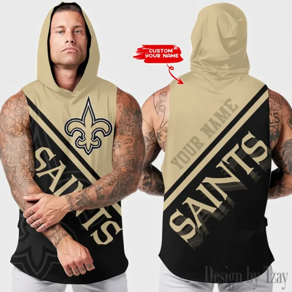 New Orleans Saints Men Workout Hooded Tank Top AZHTT194