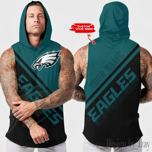 Philadelphia Eagles Men Workout Hooded Tank Top AZHTT197