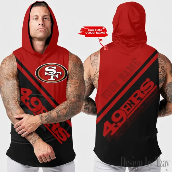 San Francisco 49ers Men Workout Hooded Tank Top AZHTT199