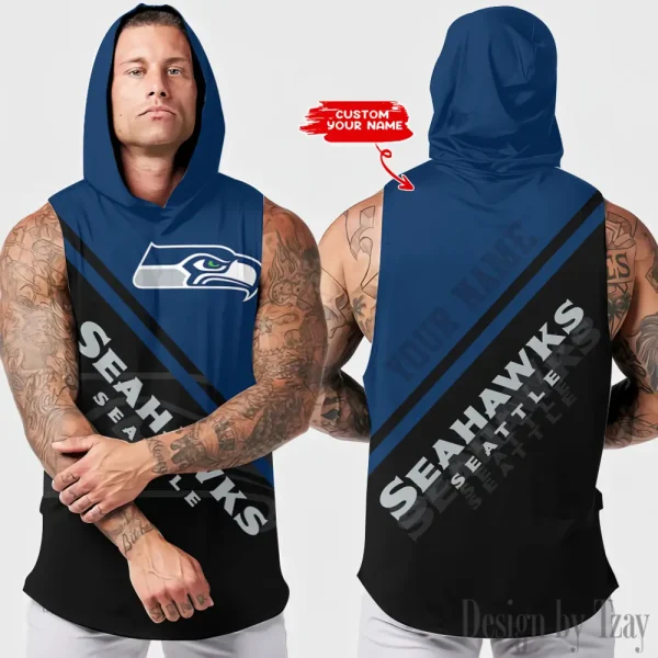 Seattle Seahawks Men Workout Hooded Tank Top AZHTT200