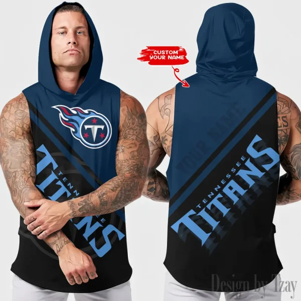 Tennessee Titans Men Workout Hooded Tank Top AZHTT202